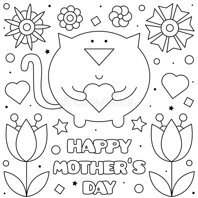 Kolorowanka online: Kolorowanka kotek z sercem dla mamy